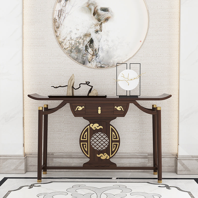 Mesa de consola de consola contemporánea de rectángulo mesa de sofá de consola de madera en marrón