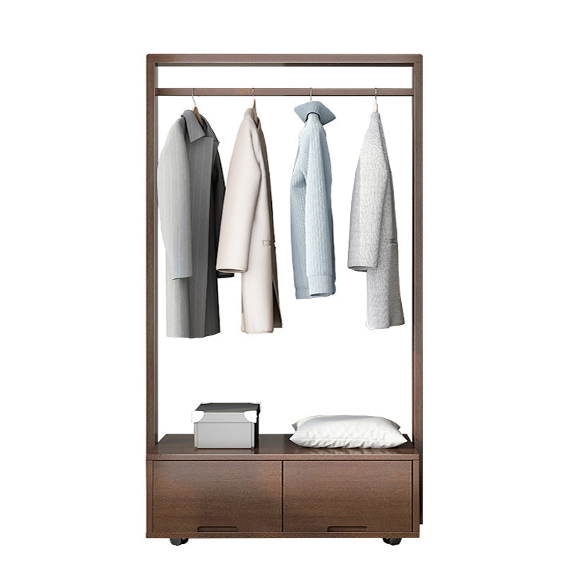 Bedroom Wooden Wardrobe Armoire Modern Movable Armoire with Drawers