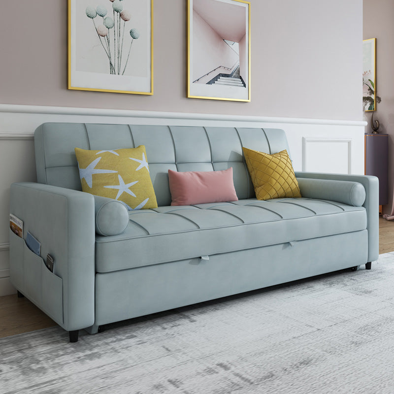 Cama de sofá durmiente contemporáneo con almacenamiento y brazos cuadrados