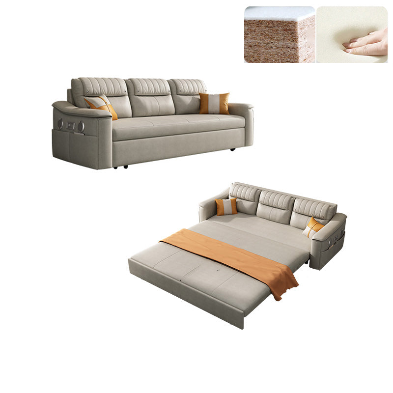 Glam Style Grey Futon Sleeper Sofa Bed with Storage and Pillow Back Coir Clearhalo 'furn' 'furn_futons' 'Furniture' 'Futons & Daybeds' 'Futons' 'Living Room Furniture' 7632838