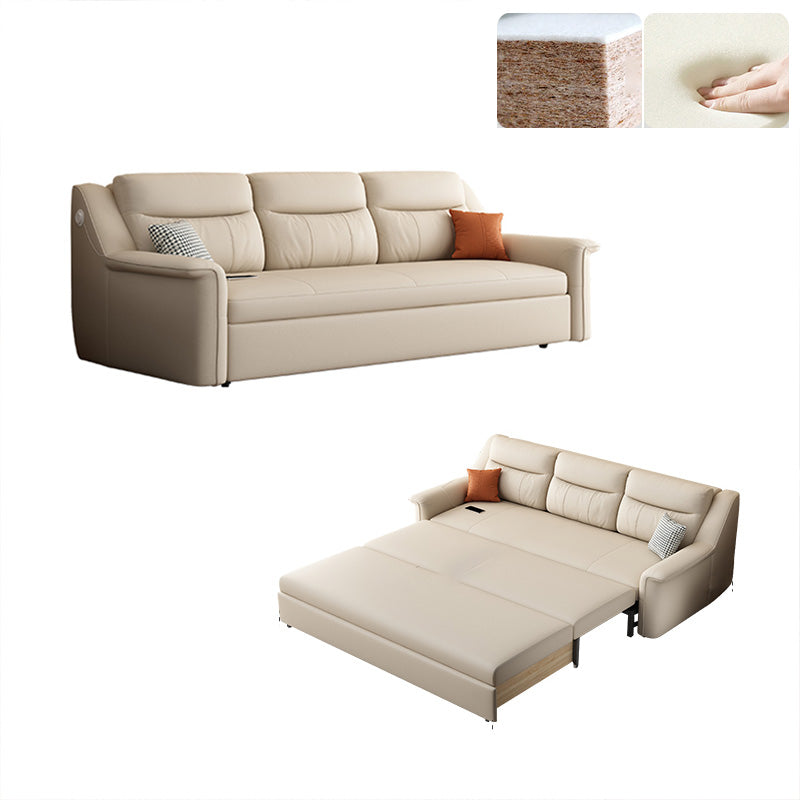 Cama de sofá dormitorio de Futon Beige Futon con espalda suelta en cuero unido