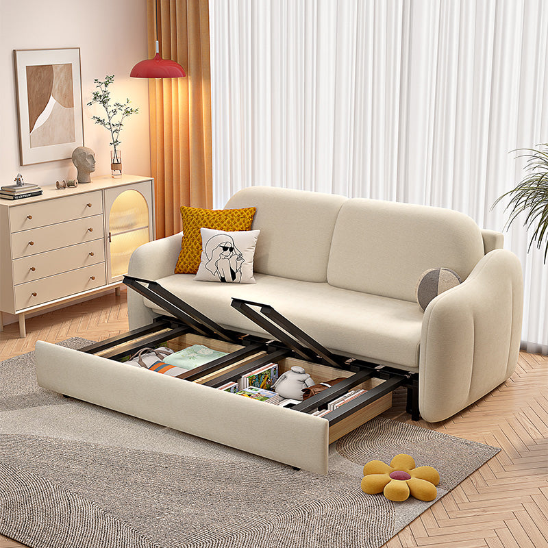 Glam Style Velvet Sleeper Sofa with Cushion Back in Metal Base Storage Included Clearhalo 'furn' 'furn_futons' 'Furniture' 'Futons & Daybeds' 'Futons' 'Living Room Furniture' 7632993