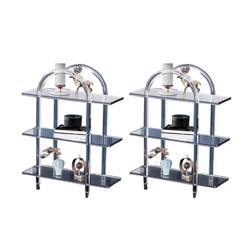 Contemporary Clear Acrylic Sofa Side Accent Table 4 Legs End Table with Storage Shelves Casters Included 2 3 Clearhalo 'Coffee & Accent Tables' 'End & Side Tables' 'end_side_tables' 'furn' 'furn_end_side_tables' 'Furniture' 'Living Room Furniture' 7633174