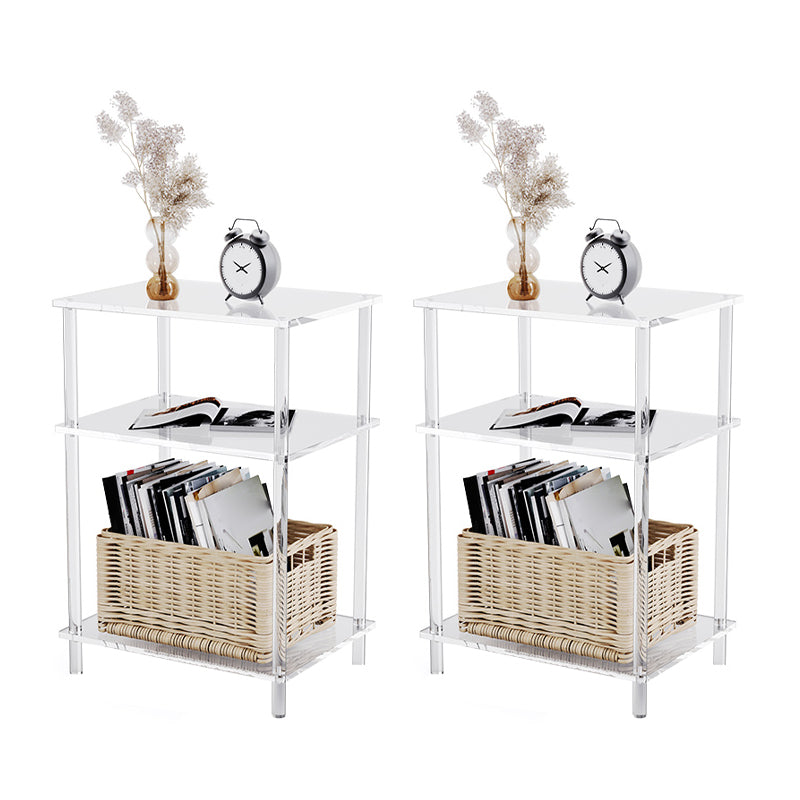 Clear Acrylic Sofa Side Accent Table Contemporary 15.7" W End Table Set with Storage 16"L x 12"W x 23"H 2 Clearhalo 'Coffee & Accent Tables' 'End & Side Tables' 'end_side_tables' 'furn' 'furn_end_side_tables' 'Furniture' 'Living Room Furniture' 7633211