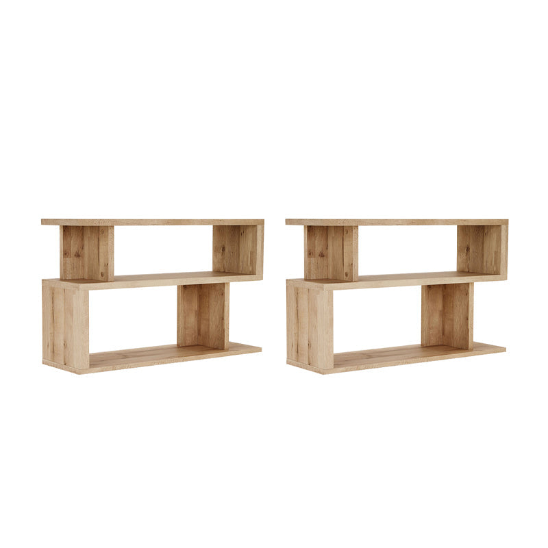 Pine Wood End Table Natural 2 Pieces Sofa Side Accent Table with Storage Shelves 31.5"L x 12"W x 24"H 2 Clearhalo 'Coffee & Accent Tables' 'End & Side Tables' 'end_side_tables' 'furn' 'furn_end_side_tables' 'Furniture' 'Living Room Furniture' 7633284