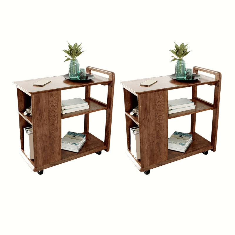 Mesa auxiliar de la sala de estar Madera maciza con mesa de esquina rectangular de almacenamiento