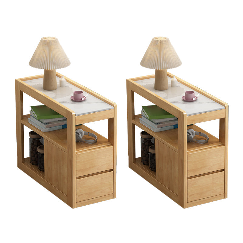 Solid Wood Accent Side Table 4 Legs with Storage Living Room Rectangular Natural 2 Clearhalo 'Coffee & Accent Tables' 'End & Side Tables' 'end_side_tables' 'furn' 'furn_end_side_tables' 'Furniture' 'Living Room Furniture' 7633358