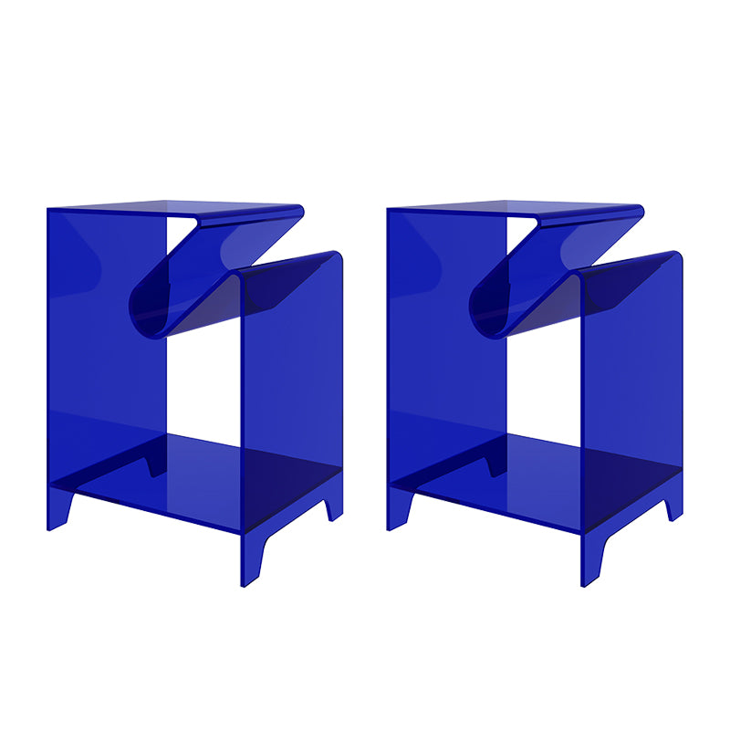 Modernistic Sofa Side Accent Table Plastic 4 Legs Double Tier Rectangular Blue 2 Clearhalo 'Coffee & Accent Tables' 'End & Side Tables' 'end_side_tables' 'furn' 'furn_end_side_tables' 'Furniture' 'Living Room Furniture' 7633449