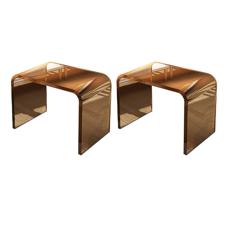 Modernistic Corner Table Plastic Rectangular Sled Living Room Accent Side Table 16.5"L x 11.8"W x 16.5"H Tan 2 Clearhalo 'Coffee & Accent Tables' 'End & Side Tables' 'end_side_tables' 'furn' 'furn_end_side_tables' 'Furniture' 'Living Room Furniture' 7633523