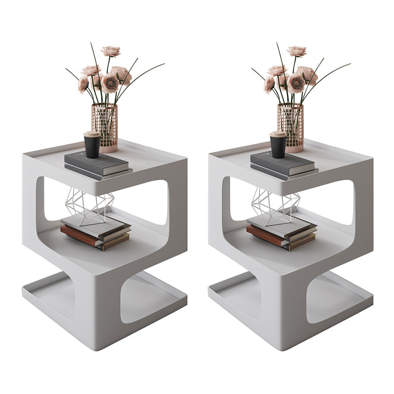 Contemporary Sofa Side Accent Table Metal Square with Storage Block Living Room White 2 Clearhalo 'Coffee & Accent Tables' 'End & Side Tables' 'end_side_tables' 'furn' 'furn_end_side_tables' 'Furniture' 'Living Room Furniture' 7633582