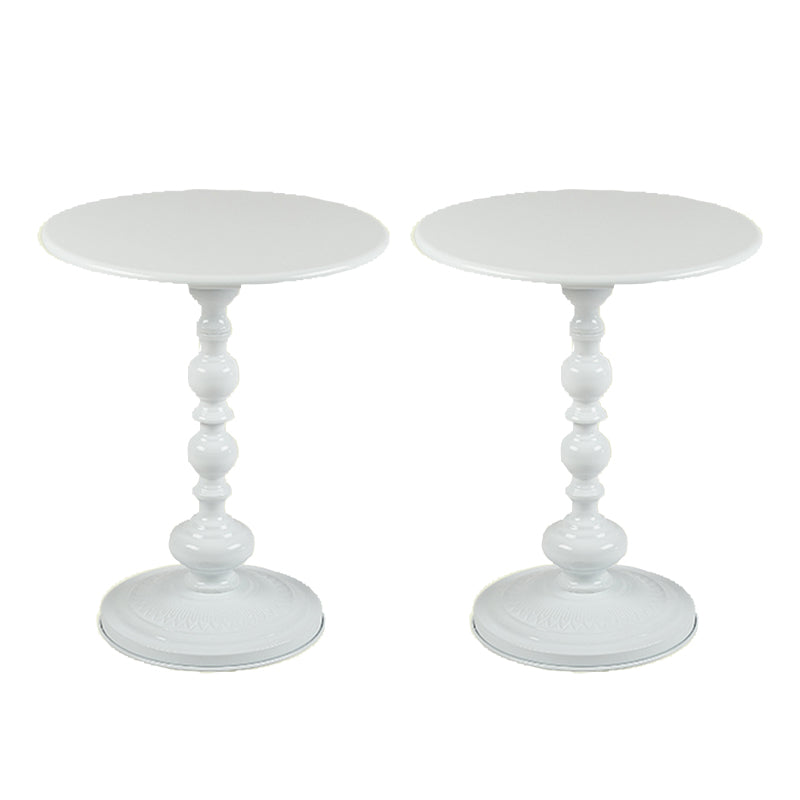 Round Top Pedestal Side Table Contemporary Metal Side End Table White 2 Clearhalo 'Coffee & Accent Tables' 'End & Side Tables' 'end_side_tables' 'furn' 'furn_end_side_tables' 'Furniture' 'Living Room Furniture' 7633659