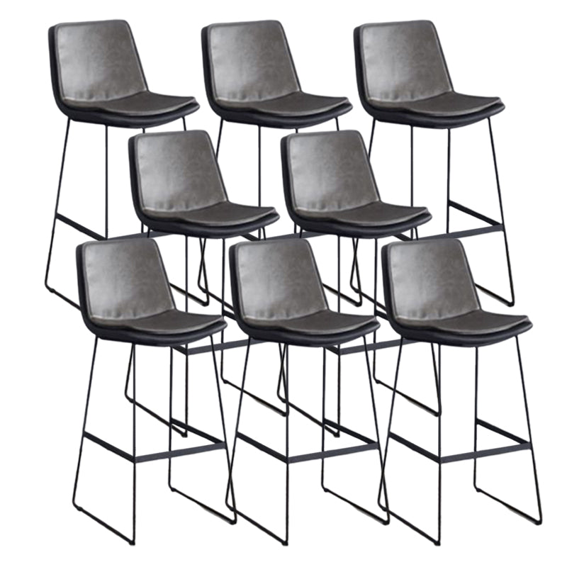 Modern Upholstered Low Back Armless Bar Stools with Metal Base Gray 8 Piece Set Bar Stool(30"H) Clearhalo 'Bar Furniture' 'Bar Stools' 'bar_stools' 'furn' 'furn_bar_stools' 'Furniture' 'Kitchen & Dining Furniture' 7637018