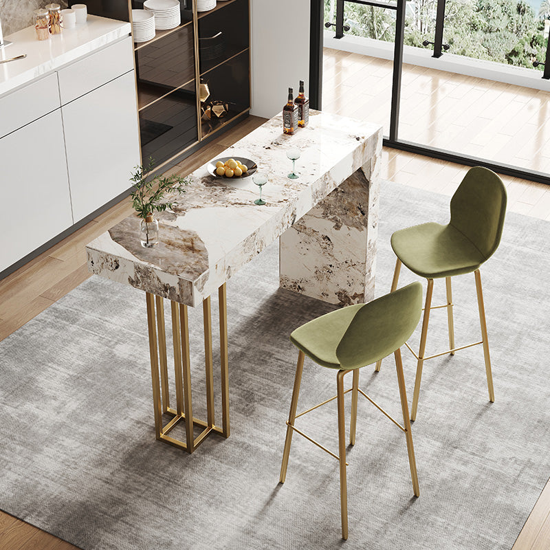 1/2/3 Pieces Glam Rectangle Sintered Stone Counter Table with High Stools