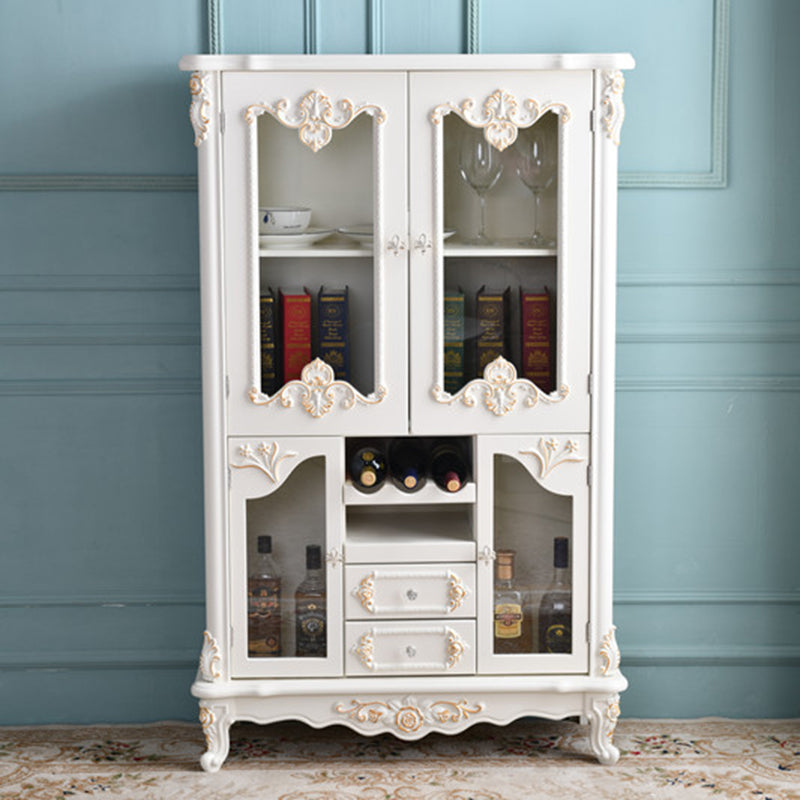 Portes en verre de support d'affichage traditionnel armoire de rangement en pin pour salle à manger