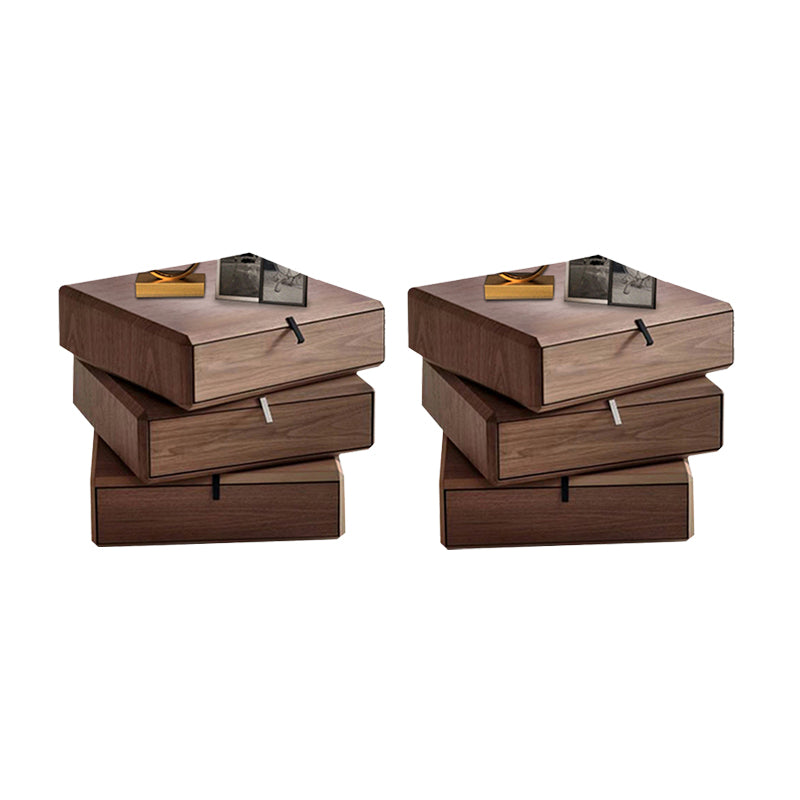 Nightand de table à accent en bois massif moderne 19 "de haut avec 3 tiroirs