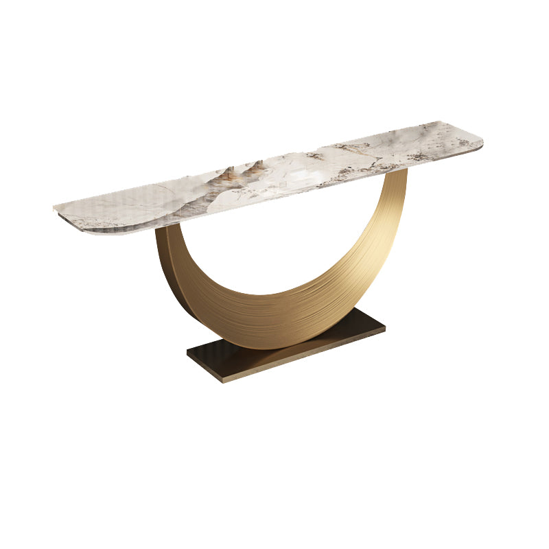 Half Moon Contemporary Console Table in Grey/Gold Stone Console Sofa Table