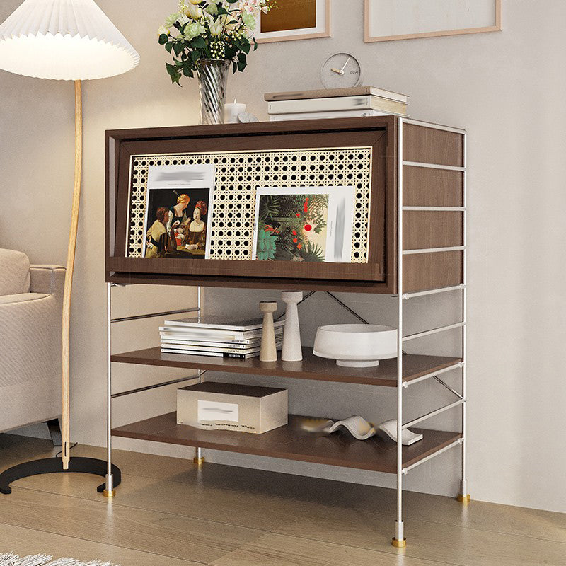 Closed Back Bookcase Modern Style Solid Wood Bookshelf with Shelves 33"L x 16"W x 37"H Walnut Clearhalo 'Bookcases' 'furn' 'furn_bookcases' 'Furniture' 'Office Furniture' 7639208