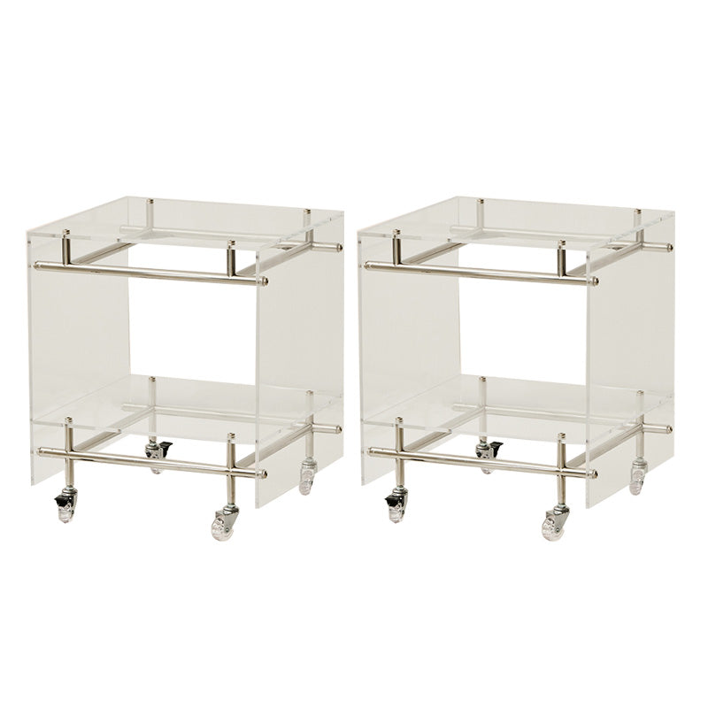 ホイール付きリビングルーム用のアクリルエンドテーブルメタルアクセントサイドテーブル