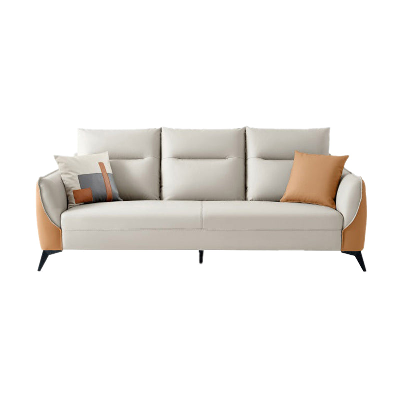 Contemporary Solid Color Sewn Pillow Back Sofa For Living Room