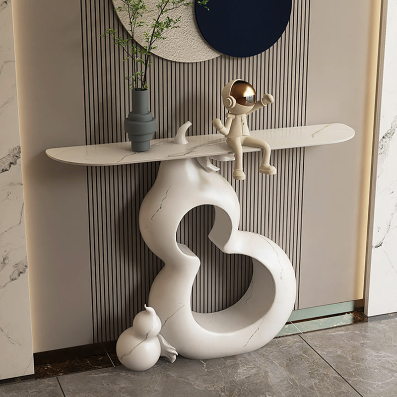 Half Moon Shape Contemporary Console Table White Console Sofa Table