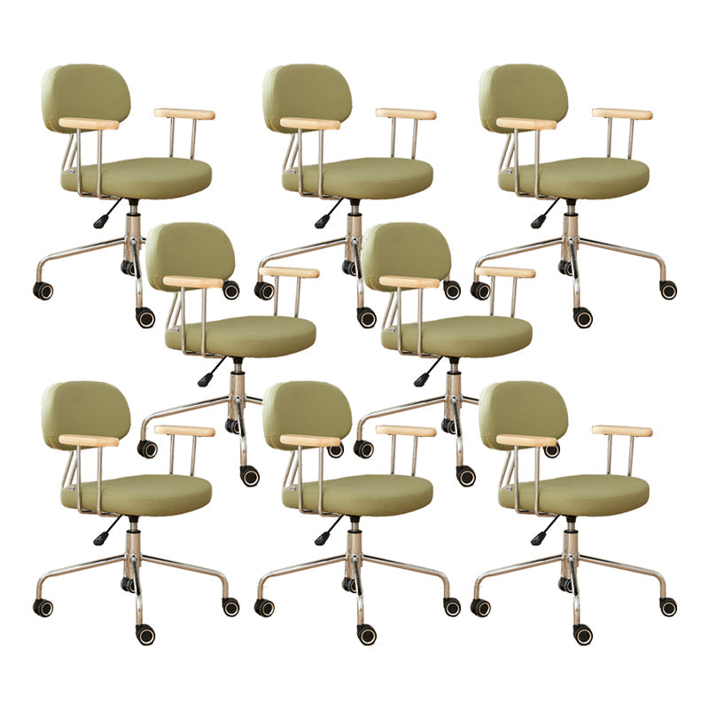 Modernism Fixed Arms Office Chair Desk Chair with Wheels for Home Green 8 Piece Set Clearhalo 'furn' 'furn_office_chair' 'Furniture' 'Office Chairs' 'Office Furniture' 'office_chair' 7647943