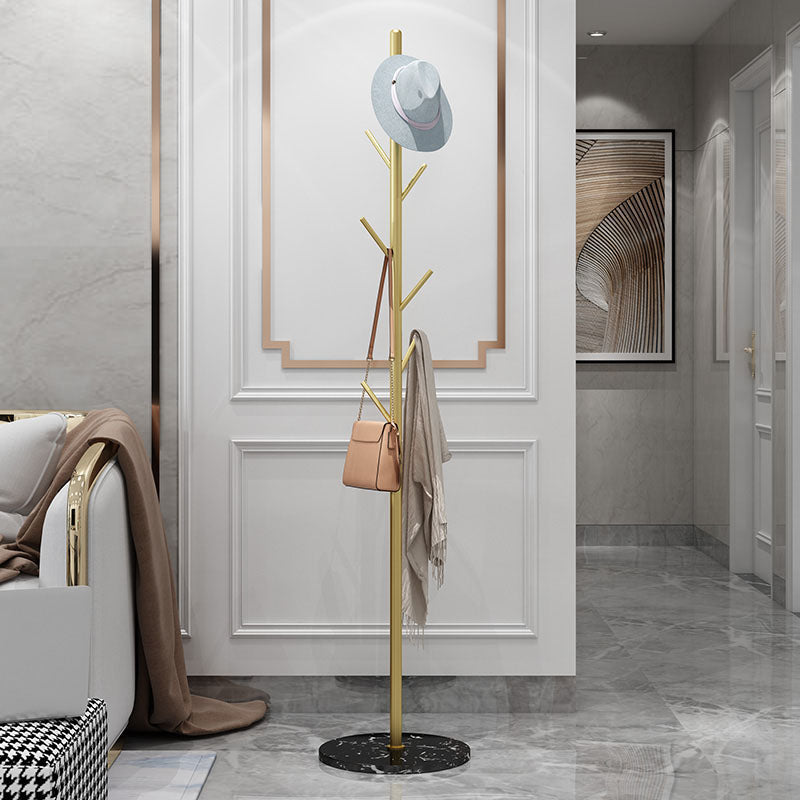 フック付きのフリースタンディングコートラック工業スタイルのメタルコートハンガー