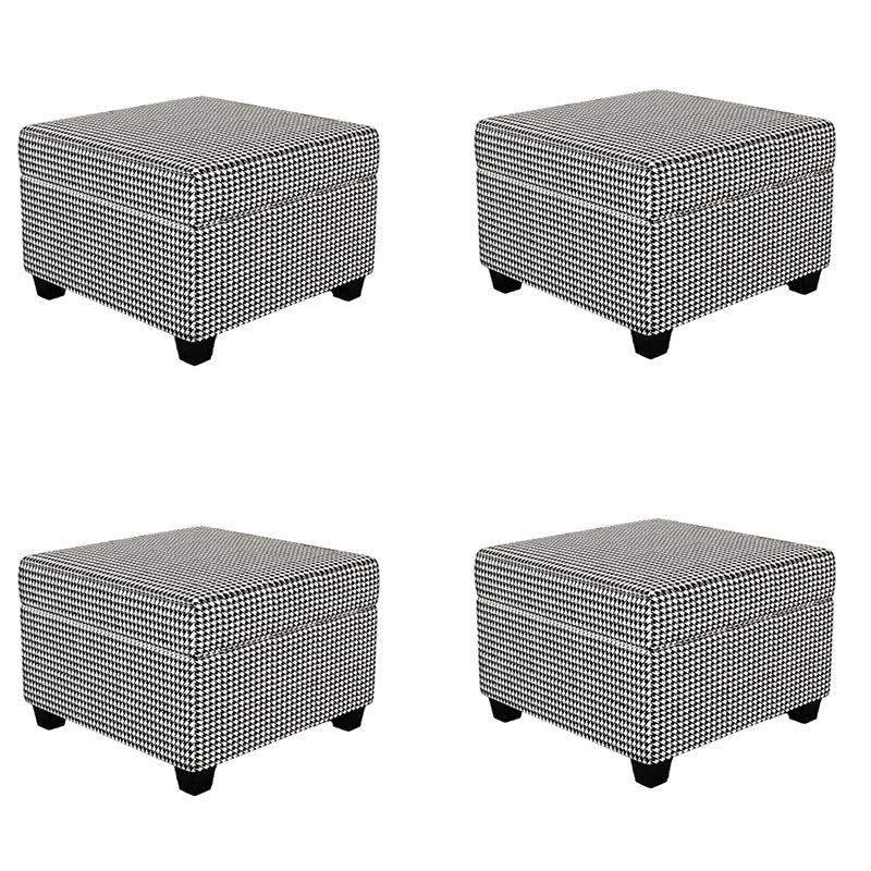 Contemporary Storage Ottomans Square Leather Storage Ottomans with Legs Black 4 Piece Set Clearhalo 'furn' 'furn_ottomans_poufs' 'Furniture' 'Living Room Furniture' 'Ottomans & Poufs' 'ottomans_poufs' 7648305