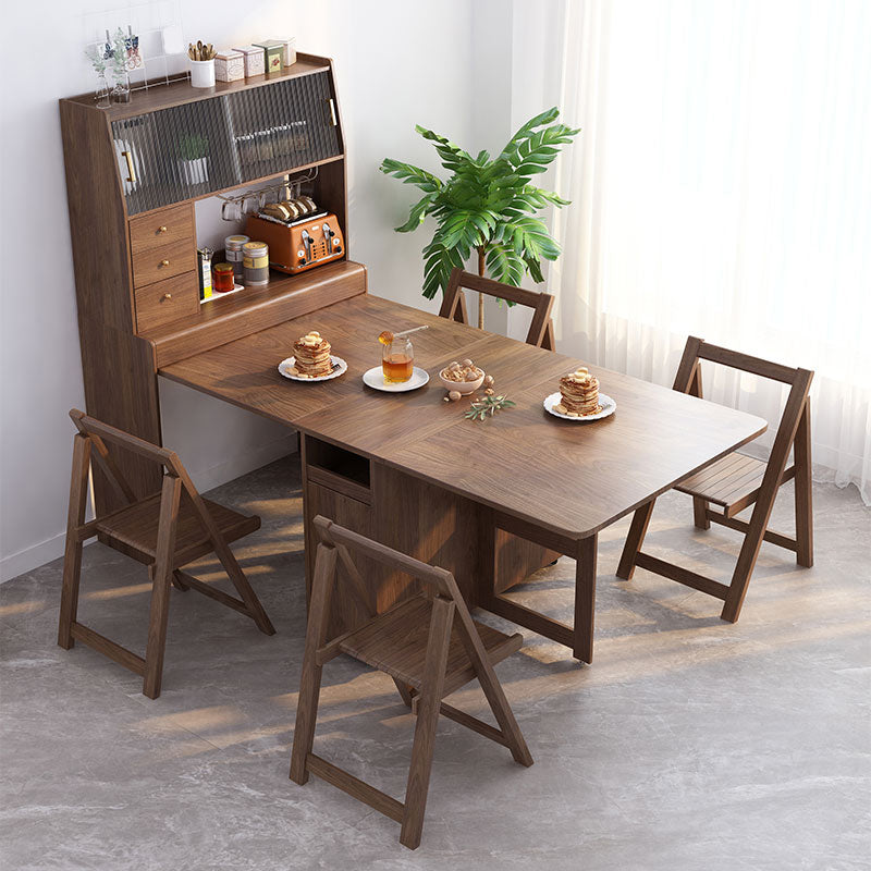 3/5 Pieces Modern Brown Wooden Multi Purpose Dining Set for Home Table & Chair(s) 5 Piece Set Clearhalo 'Dining Room Sets' 'Dining Tables & Seating' 'dining_room_set' 'furn' 'furn_dining_room_set' 'Furniture' 'Kitchen & Dining Furniture' 7649664