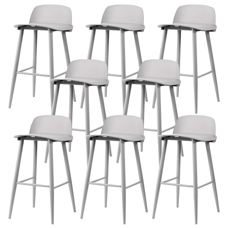Contemporary Plastic Low Back Armless Bar Stools with Metal Base Grey 8 Piece Set Clearhalo 'Bar Furniture' 'Bar Stools' 'bar_stools' 'furn' 'furn_bar_stools' 'Furniture' 'Kitchen & Dining Furniture' 7651251