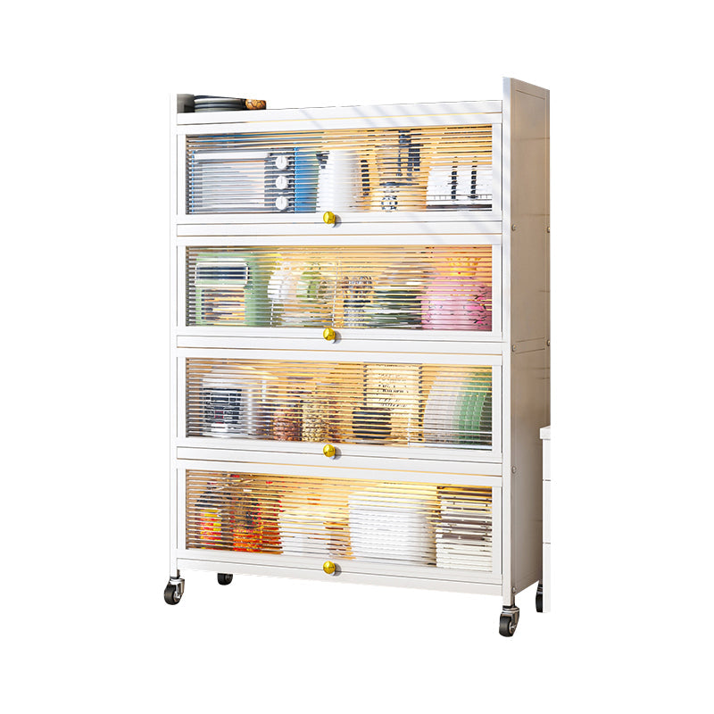 Wit metaalbuffet dressoir 12,6-inch brede eetserver met wielen