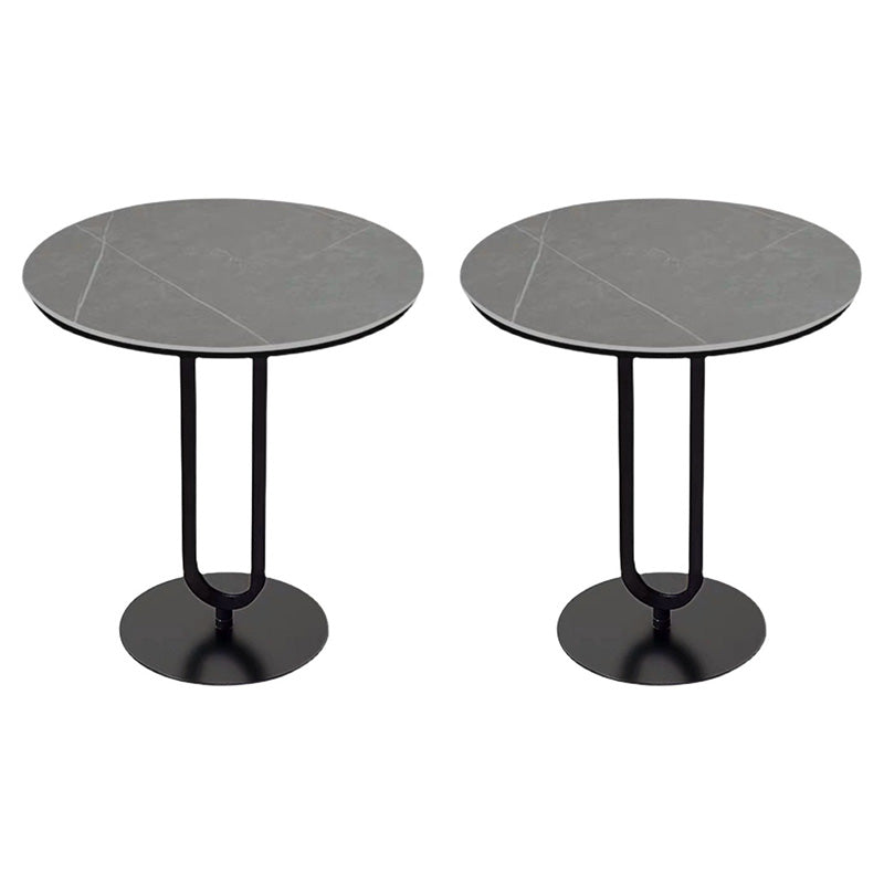 Stone Top Accent Side Table Rundes Sockel Wohnzimmer Metall Ecktisch