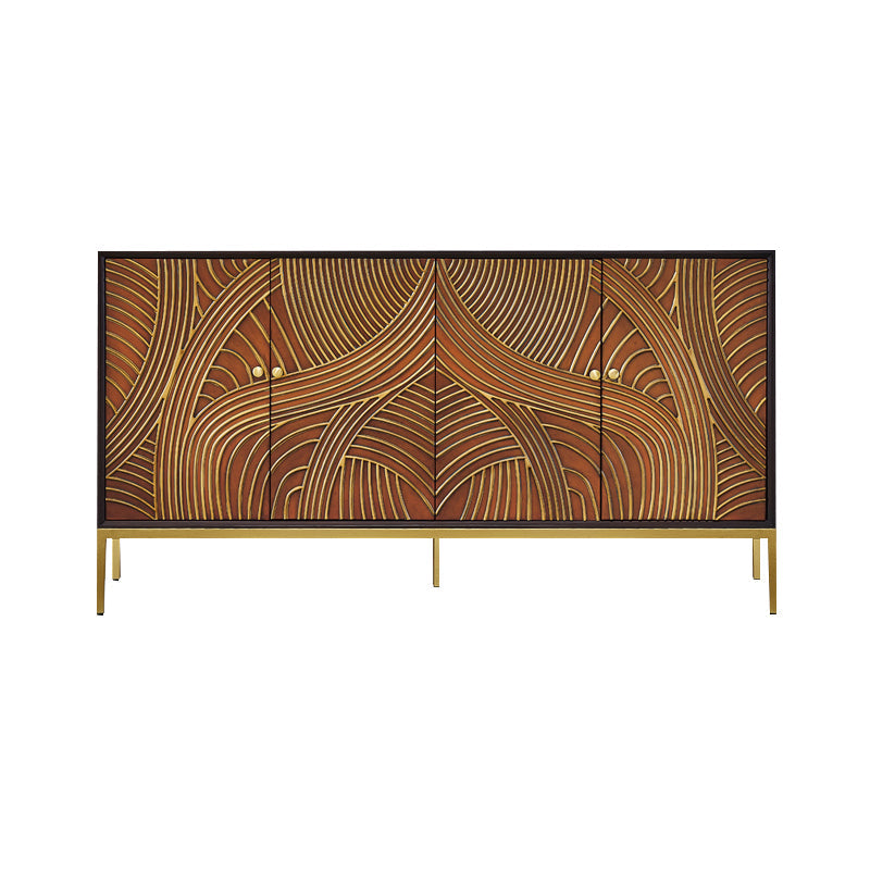 Scaffali regolabili in stile glam credenza a buffet in legno massiccio con porte