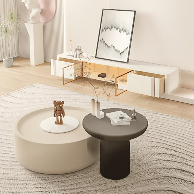 Tavolino da cocktail di caffè con cassetti di stoccaggio top ardesia rotondo