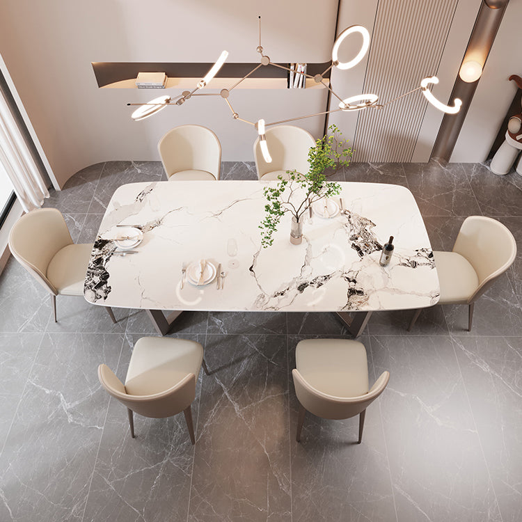 5/7 Pieces Glam Sintered Stone Top White Dining Set for Home