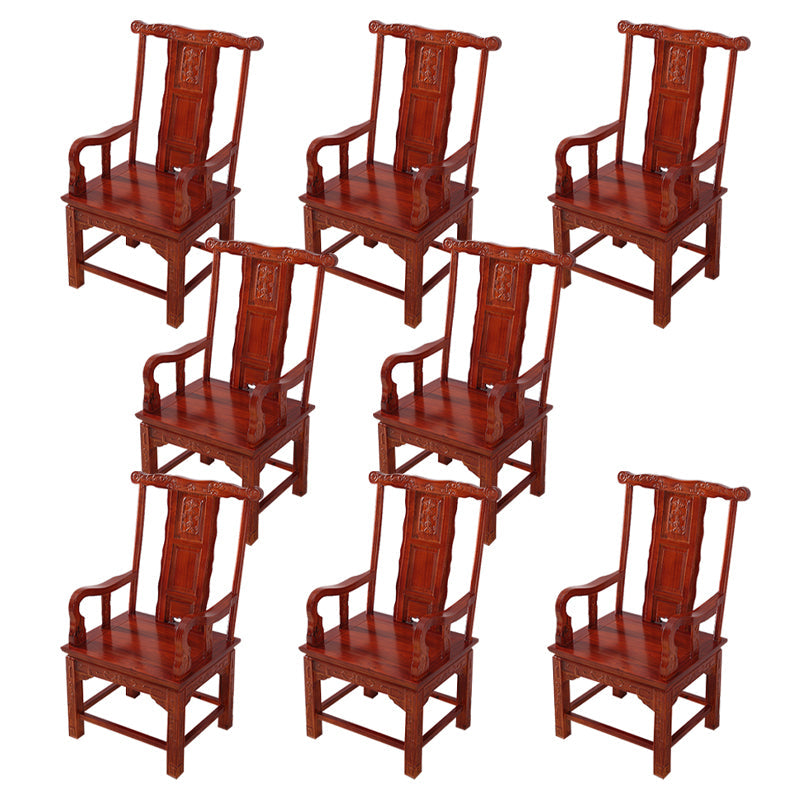 Traditional Style Arm Chair Solid Wood Slat Back Dining Chair for Home Burgundy 8 Piece Set Clearhalo 'Dining Chairs' 'Dining Tables & Seating' 'dining_chair' 'furn' 'furn_dining_chair' 'Furniture' 'Kitchen & Dining Furniture' 7659749