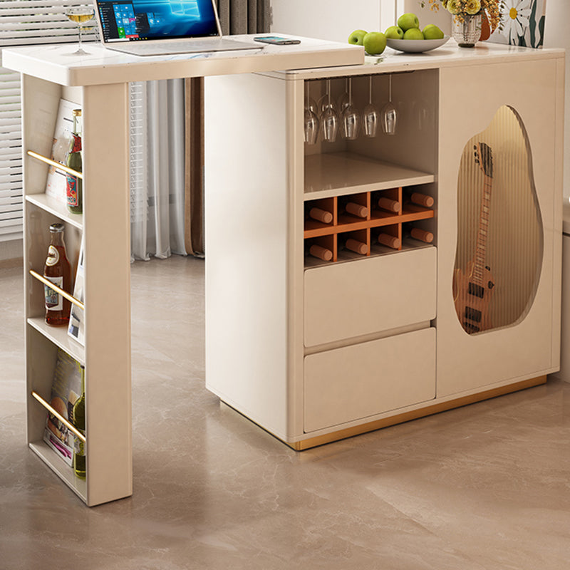 Contemporary Style Rectangle Bar Height Pub Table for Living Room Textured White Without Chairs Clearhalo 'Bar Furniture' 'Bar Tables' 'bar_tables' 'furn' 'furn_bar_tables' 'Furniture' 'Kitchen & Dining Furniture' 7661045