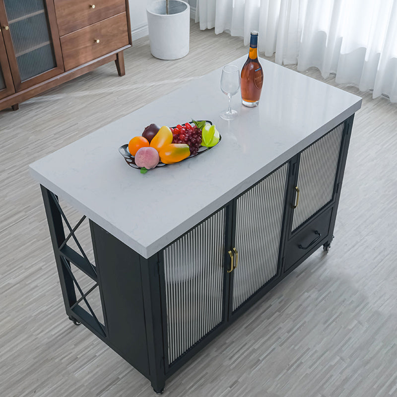 Carrello da cucina in falda in finto bianco con mobile in magazzino nero