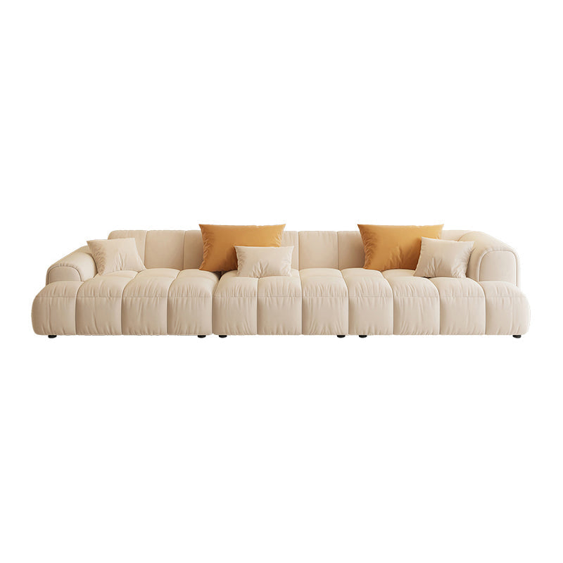 Scandinavian Wood Frame Recessed Arm Sofa in White for Living Room Tech Cloth Clearhalo 'furn' 'furn_sofas' 'Furniture' 'Living Room Furniture' 'Sofa' 'sofas' 7662461