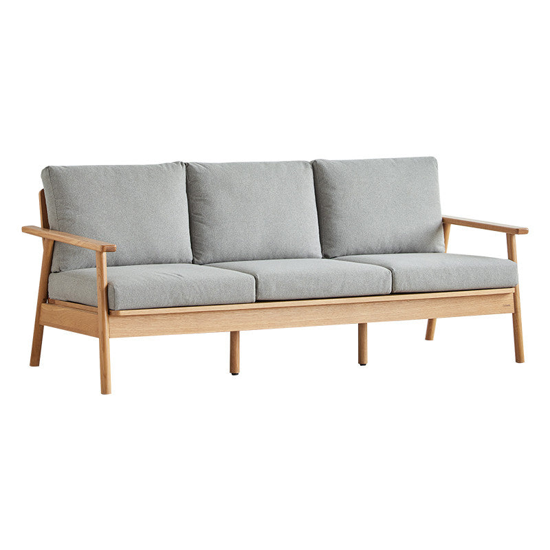 Skandinavisches Festholz -Leinensofa mit Kissen zurück für Wohnzimmer