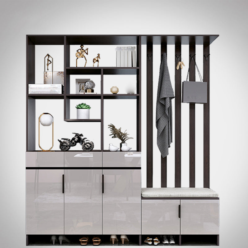 Modern Wooden 13.77" Wide Accent Cabinet with Drawers and Shelves 79"L x 14"W x 79"H Gray Black Clearhalo 'Cabinets & Chests' 'cabinets_chests' 'furn' 'furn_cabinets_chests' 'Furniture' 'Living Room Furniture' 7662968