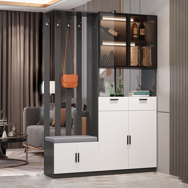 Contemporary Rectangle Wooden 11.81" Wide Accent Cabinet with Drawer 55"L x 12"W x 79"H Gray & White Left Clearhalo 'Cabinets & Chests' 'cabinets_chests' 'furn' 'furn_cabinets_chests' 'Furniture' 'Living Room Furniture' 7663002