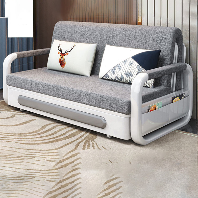 Canapé-lit scandinave, futon et matelas en faux cuir avec rangement