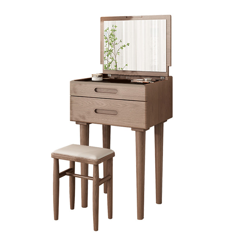 Mid-Century Modern Make-up Vanity Solid Wood Flip-Top Dressing Table