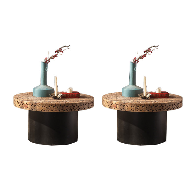 Rustic Solid Wood End Table Distressed Wood Round & Square Side Table Table