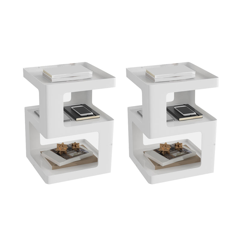 21,3 "tavolo laterale in blocco alto con mensole metalliche per tavolo da estremità quadrata contemporanea