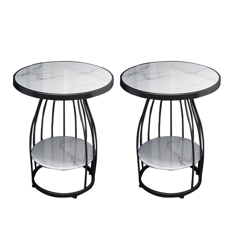24.8 inch Tall Frame Metal Side Table with Shelf Glam Side End Table Black White Grey 2 Clearhalo 'Coffee & Accent Tables' 'End & Side Tables' 'end_side_tables' 'furn' 'furn_end_side_tables' 'Furniture' 'Living Room Furniture' 7664830