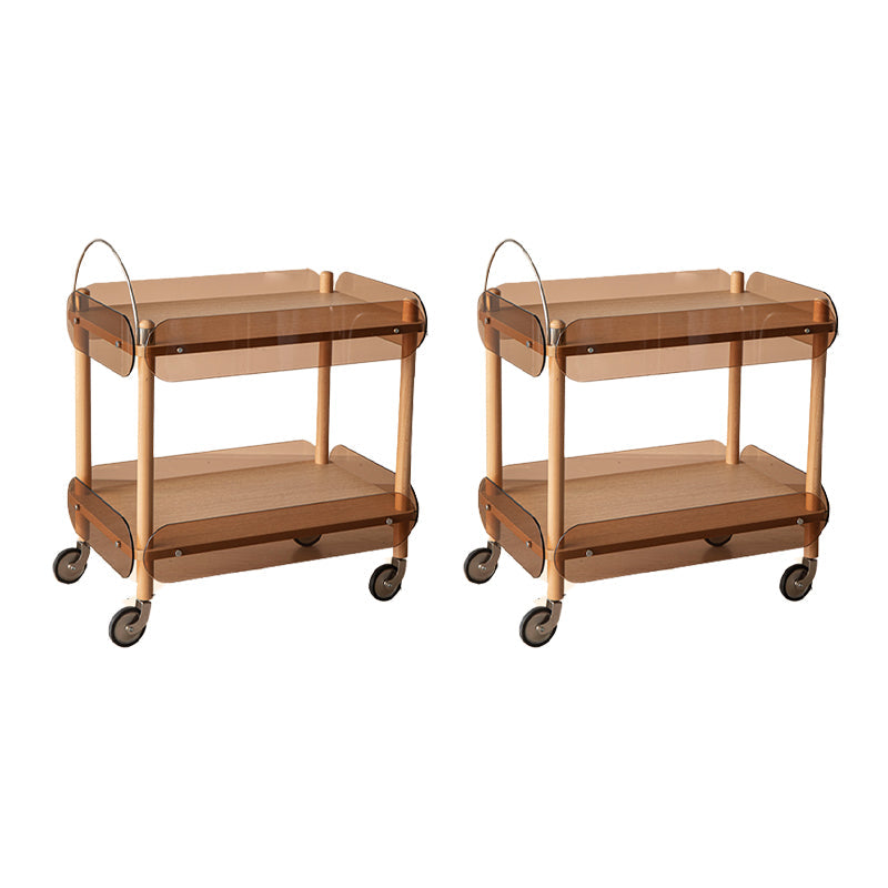 Rectangular Solid Wood End Table with Casters 28.7" Tall 2-Tier Side Table in Brown 2 Clearhalo 'Coffee & Accent Tables' 'End & Side Tables' 'end_side_tables' 'furn' 'furn_end_side_tables' 'Furniture' 'Living Room Furniture' 7665008