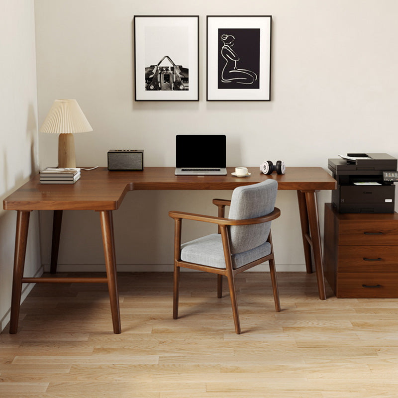 Modern Style Solid Wood Writing Desk L-Shape Office Table in Brown 63"L x 47.2"W x 29.5"H Left Hand Return Clearhalo 'furn' 'furn_office_desk' 'Furniture' 'Office Desks' 'Office Furniture' 'office_desk' 7665859