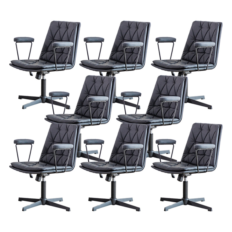 No Wheels Office Chair Contemporary Swivel Rolling Task Chair Black 8 Piece Set Clearhalo 'furn' 'furn_office_chair' 'Furniture' 'Office Chairs' 'Office Furniture' 'office_chair' 7666210