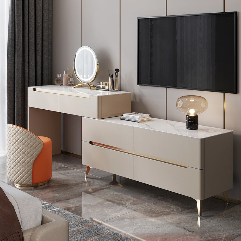 Contemporaneo con cassetto tavolo da toeletta a specchio illuminato per camera da letto metallico